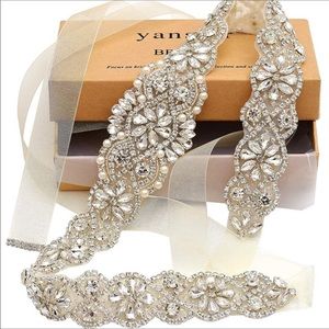 Bridal Belt Rhinestone Clear Crystal Organza